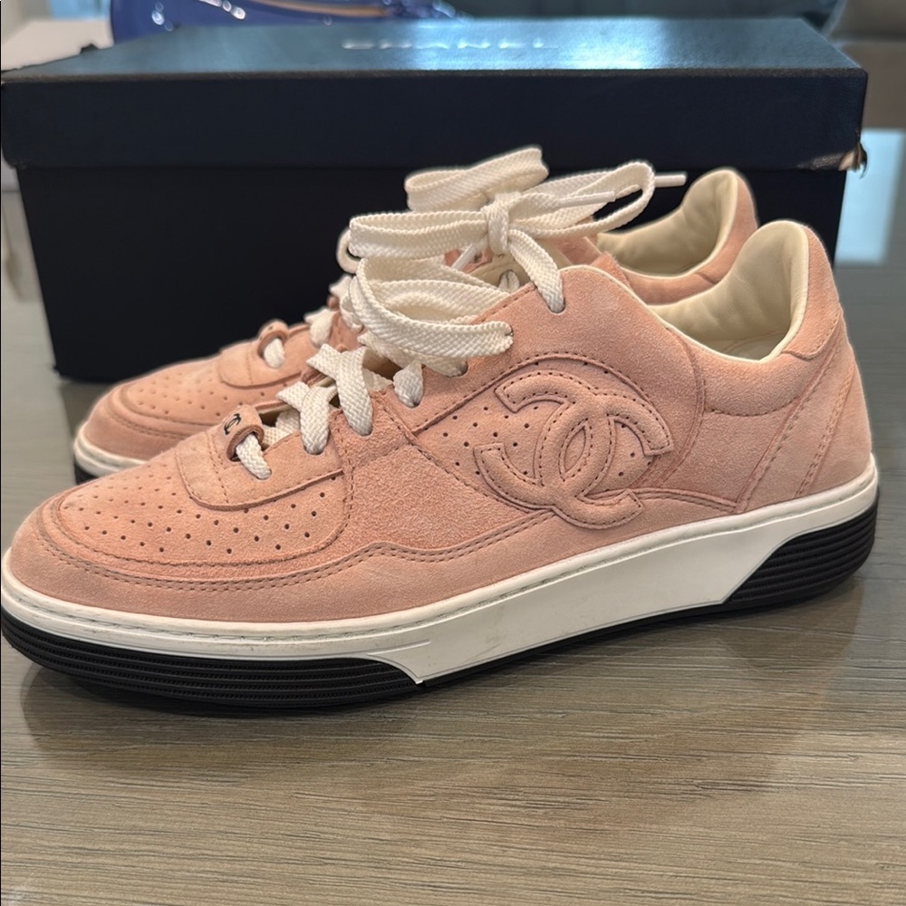 Chanel Pink Suede Women's Sneakers